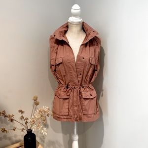 Love Tree Sleeveless Utility Vest | Rose Hooded Cargo Size Large